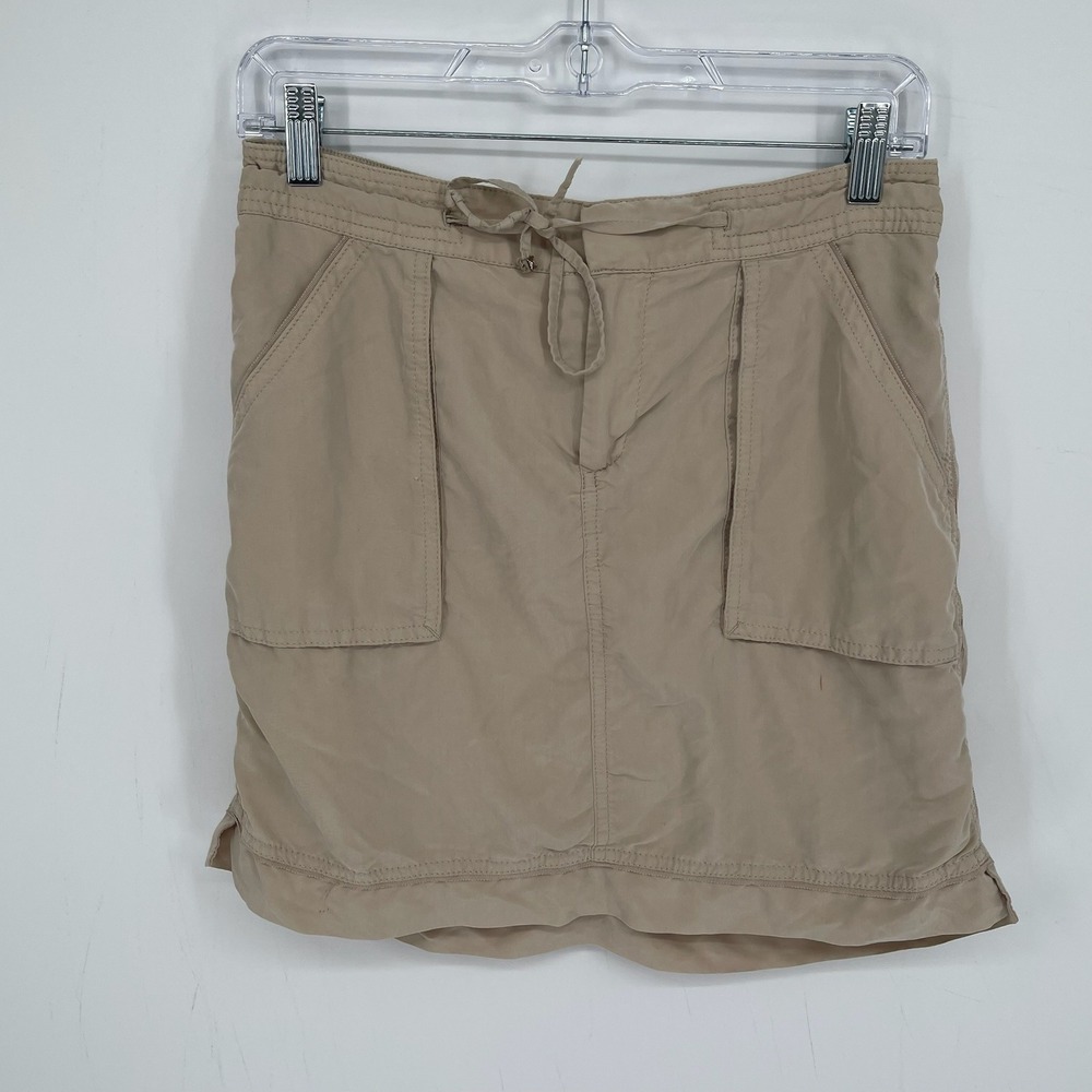White House Black Market Women's Tan Drawstring Utility Cargo Mini‎ Skirt Size 4